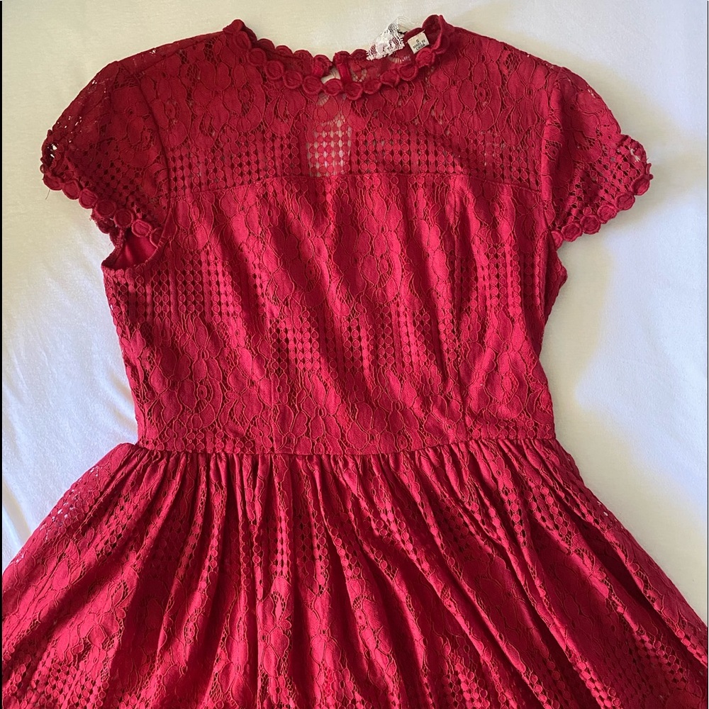 Red crochet dress